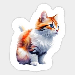 Cute Kitten Watercolor Style - Ai Art Sticker